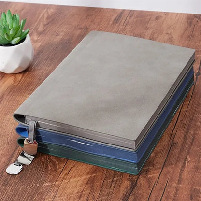 A5 Portable Leather 200 Pages Notebook with Metal Bookmarker