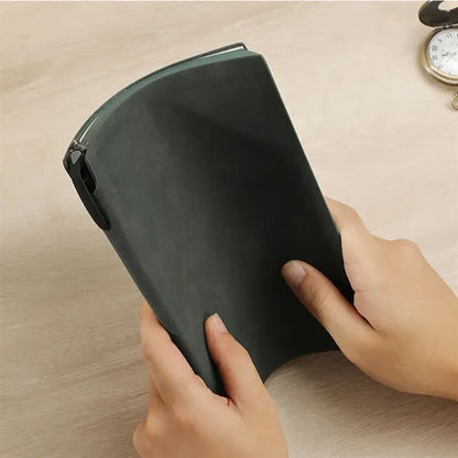 A5 Portable Leather 200 Pages Notebook with Metal Bookmarker