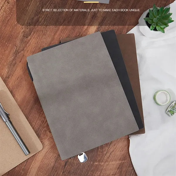 A5 Portable Leather 200 Pages Notebook with Metal Bookmarker