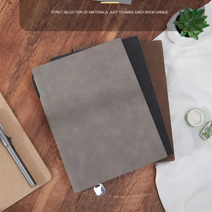 A5 Portable Leather 200 Pages Notebook with Metal Bookmarker