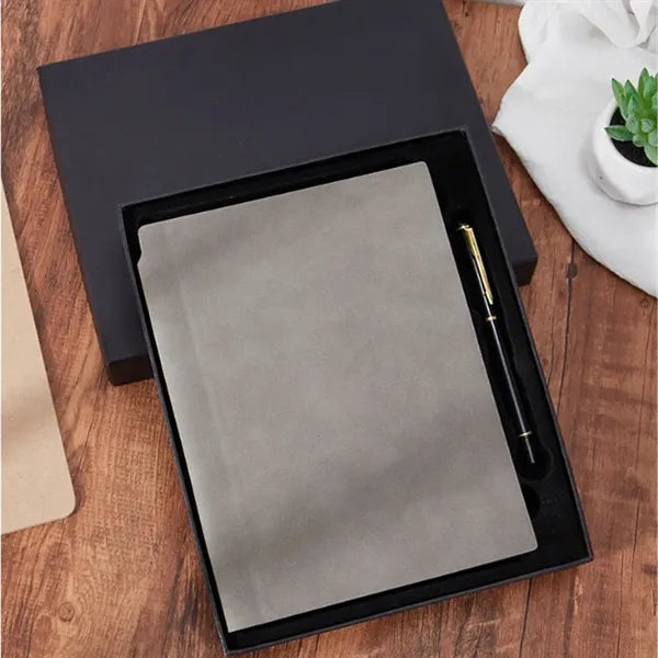 A5 Portable Leather 200 Pages Notebook with Metal Bookmarker