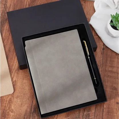 A5 Portable Leather 200 Pages Notebook with Metal Bookmarker