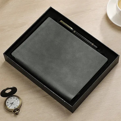 A5 Portable Leather 200 Pages Notebook with Metal Bookmarker