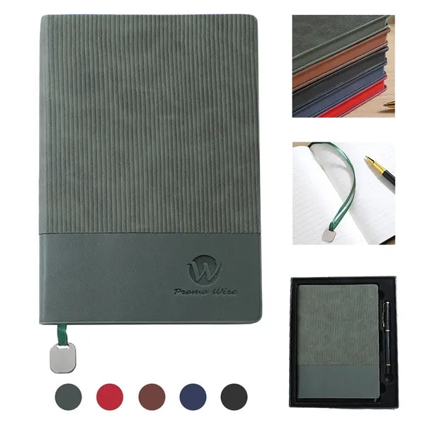 A5 Leather 200 Pages Notebook with Metal Bookmarker