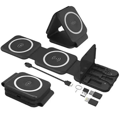 3-in-1 Folding Wireless Charger Storage Box with Phone Stand