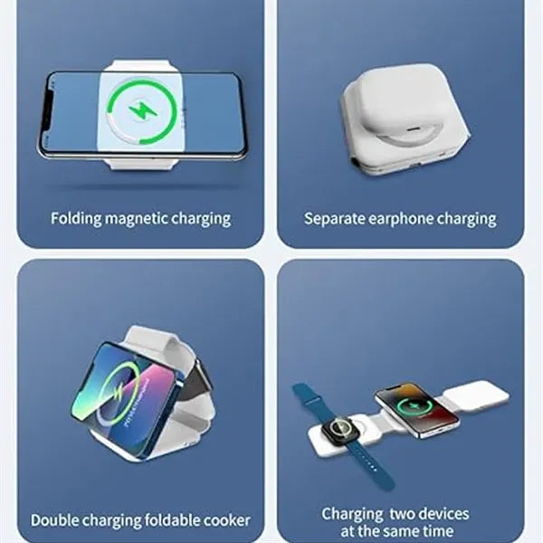 3-in-1 Folding Wireless Charger Storage Box with Phone Stand
