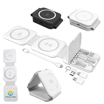 3-in-1 Folding Wireless Charger Storage Box with Phone Stand