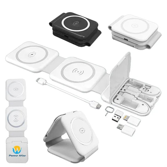 3-in-1 Folding Wireless Charger Storage Box with Phone Stand
