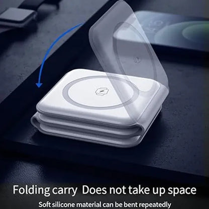 3-in-1 Folding Wireless Charger Storage Box with Phone Stand