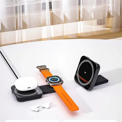 3-in-1 Magnetic Wireless Charger with Phone Stand