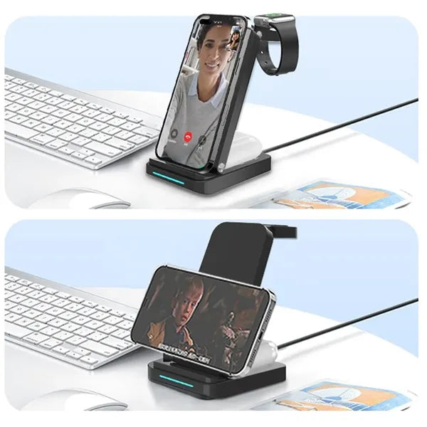 3-in-1 Headphones Watch Phone Wireless Charger with Stand