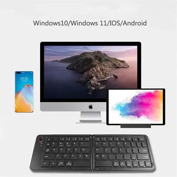 Foldable Wireless Bluetooth Keyboard with Phone Holder