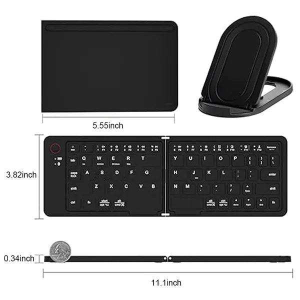 Foldable Wireless Bluetooth Keyboard with Phone Holder