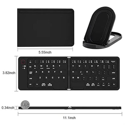 Foldable Wireless Bluetooth Keyboard with Phone Holder