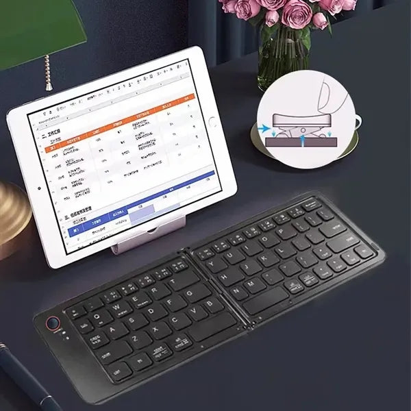 Foldable Wireless Bluetooth Keyboard with Phone Holder