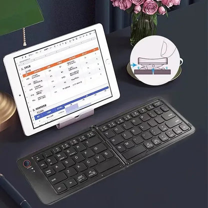 Foldable Wireless Bluetooth Keyboard with Phone Holder