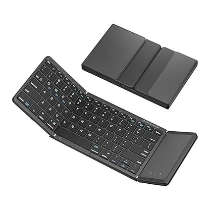 Triple Folding Rechargeable Bluetooth Keyboard with Touchpad