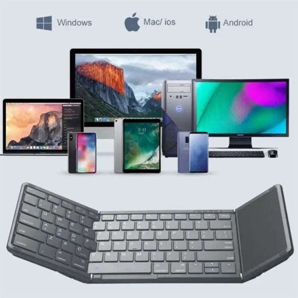 Triple Folding Rechargeable Bluetooth Keyboard with Touchpad
