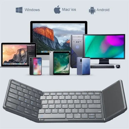 Triple Folding Rechargeable Bluetooth Keyboard with Touchpad