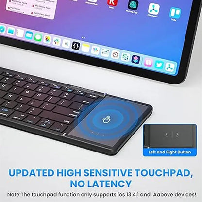 Triple Folding Rechargeable Bluetooth Keyboard with Touchpad