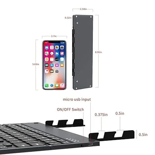 Foldable Portable Rechargeable Bluetooth Keyboard with Stand