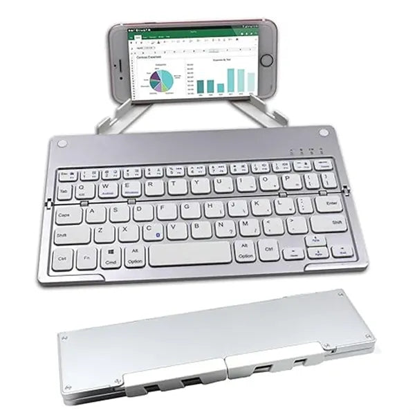 Foldable Portable Rechargeable Bluetooth Keyboard with Stand