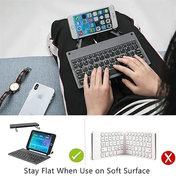 Foldable Portable Rechargeable Bluetooth Keyboard with Stand