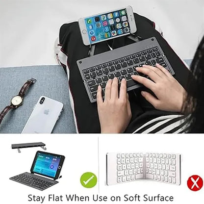 Foldable Portable Rechargeable Bluetooth Keyboard with Stand