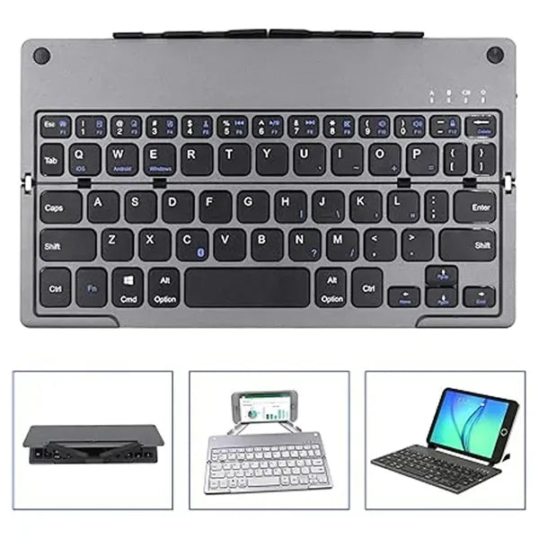 Foldable Portable Rechargeable Bluetooth Keyboard with Stand