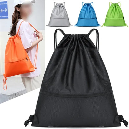 Large capacity portable sports fitness drawstring backpack