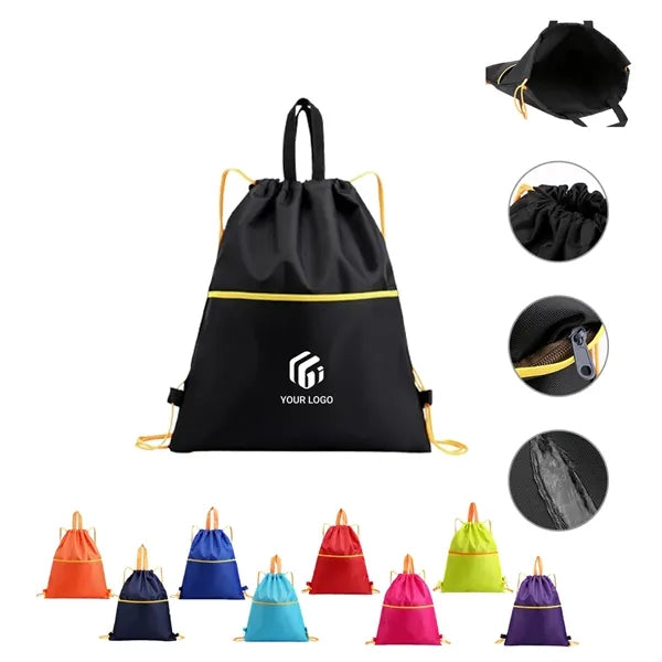 Waterproof Drawstring Gym Bags String Backpack with Zipper