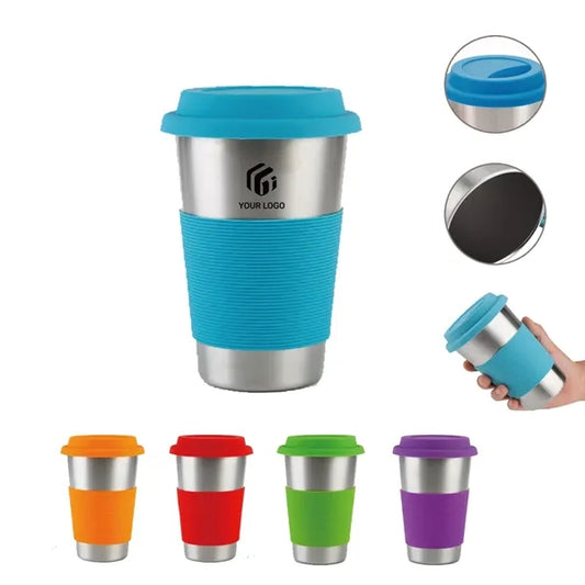 Stainless Steel Durable Travel Mug with Silicone Lid