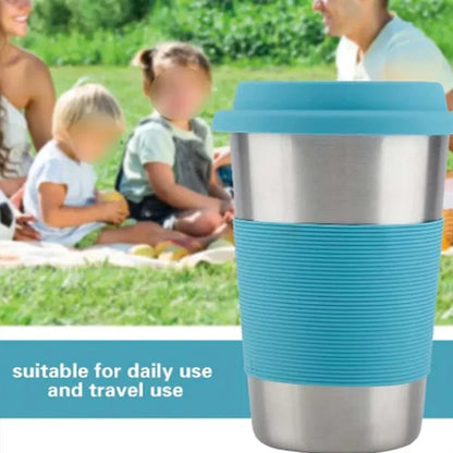 Stainless Steel Durable Travel Mug with Silicone Lid