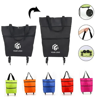 Portable foldable groceries shopping cart bag with wheels