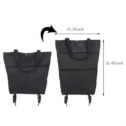 Portable foldable groceries shopping cart bag with wheels