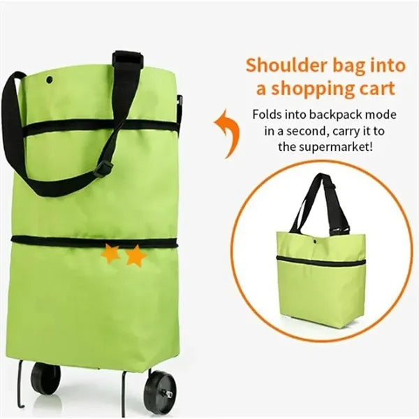 Portable foldable groceries shopping cart bag with wheels