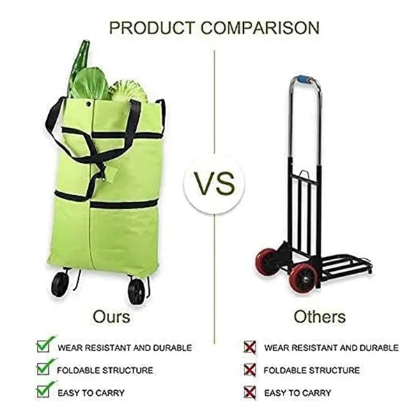 Portable foldable groceries shopping cart bag with wheels