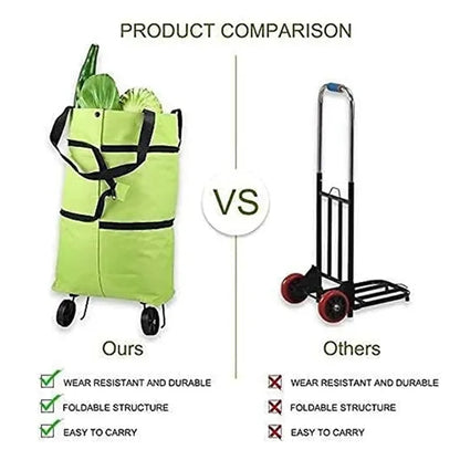 Portable foldable groceries shopping cart bag with wheels