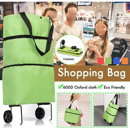Portable foldable groceries shopping cart bag with wheels