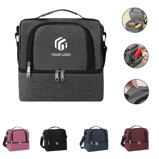 Large capacity double picnic insulated cooler lunch bag