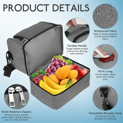 Large capacity double picnic insulated cooler lunch bag