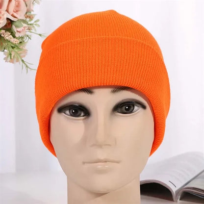 Unisex winter ski cuffed plain skull knit hat cap beanie