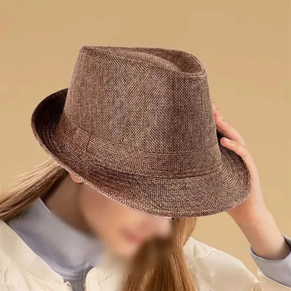 Solid color sunshade performance evening linen jazz hat