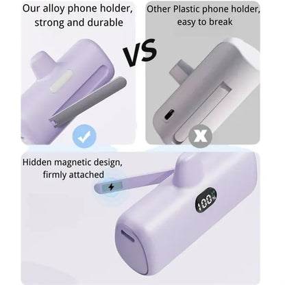2 in 1 Portable Phone Charger with Stand 5000 mAh
