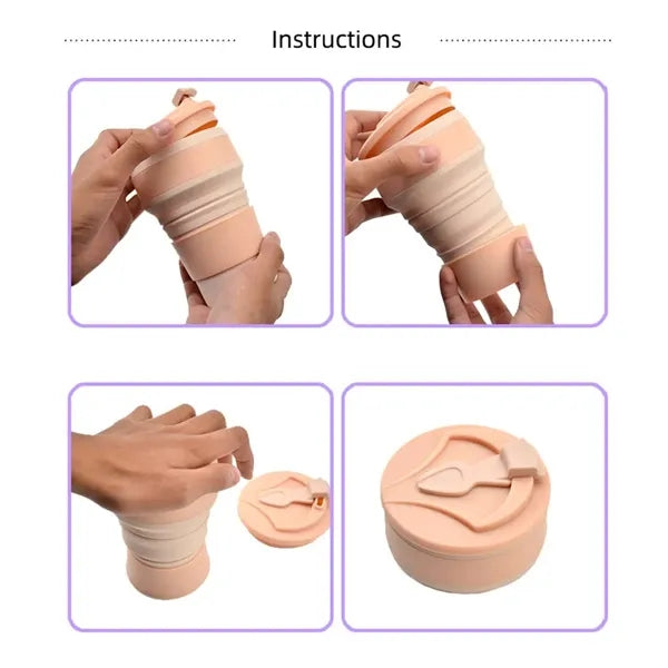 12oz collapsible silicone travel cup for camping hiking