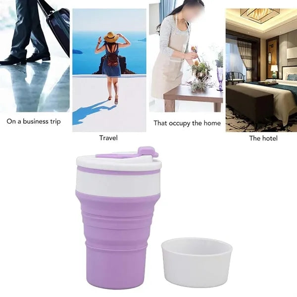 12oz collapsible silicone travel cup for camping hiking