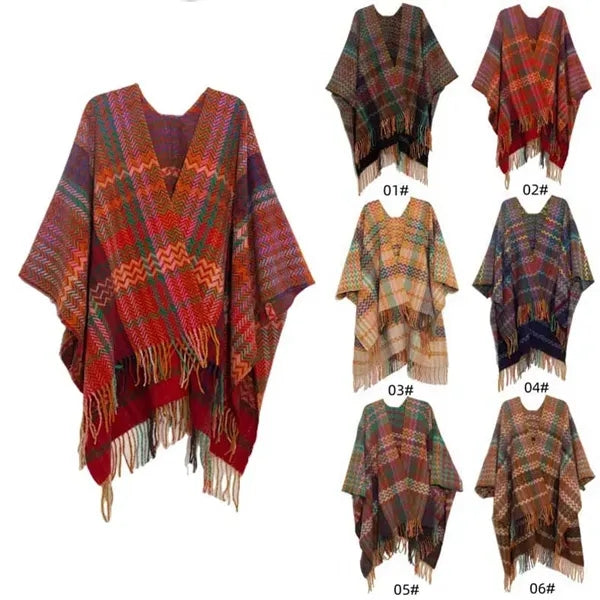 Women Elegant Knitted Shawl Poncho