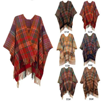 Women Elegant Knitted Shawl Poncho