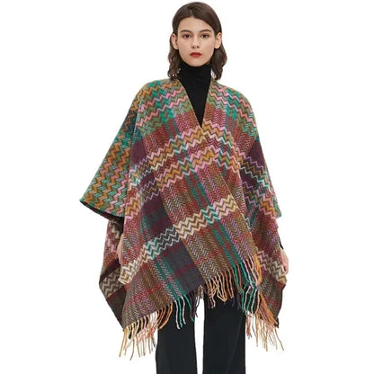 Women Elegant Knitted Shawl Poncho