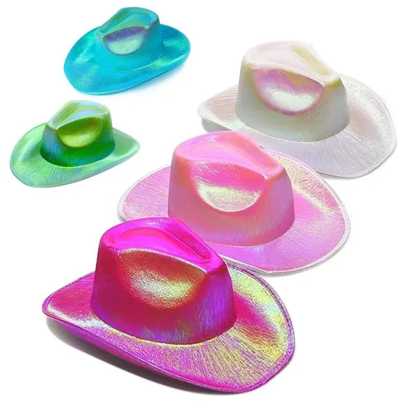 Neon Sparkly Glitter Space Cowboy Hat